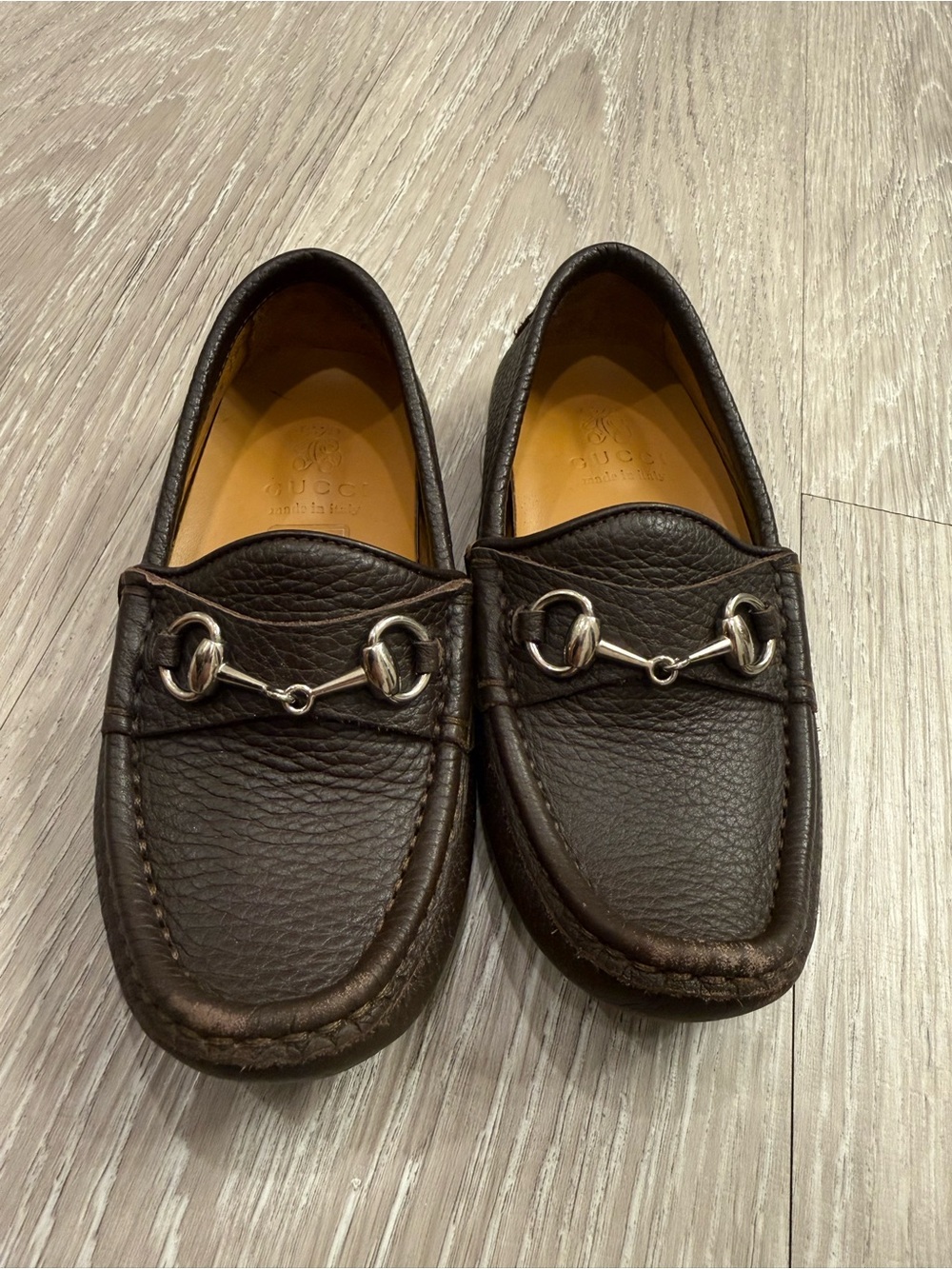 Gucci Brown Leather Horsebit Loafers - Boys